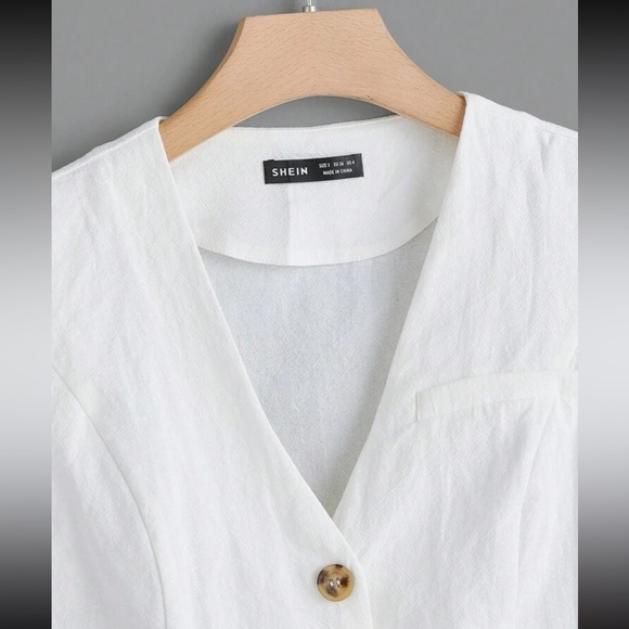 White Button Down Crop Tank top - Picture 4 of 4